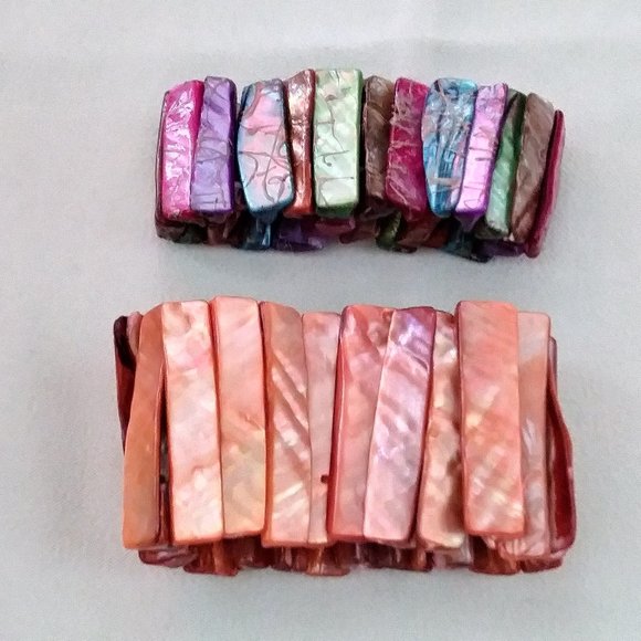 Jewelry - Two Abalone Bracelets Stretch Multi Colors